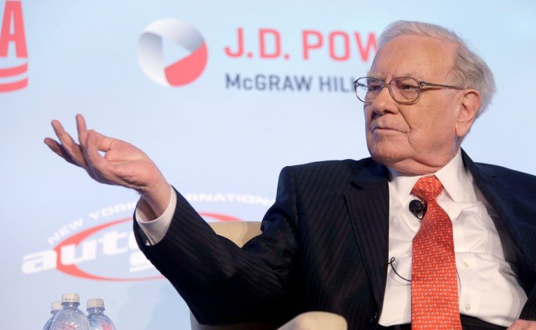 Warren Buffett's letter to shareholders mostly projected optimism, with a brief shout-out to immigrants. (AP Photo/Mary Altaffer)