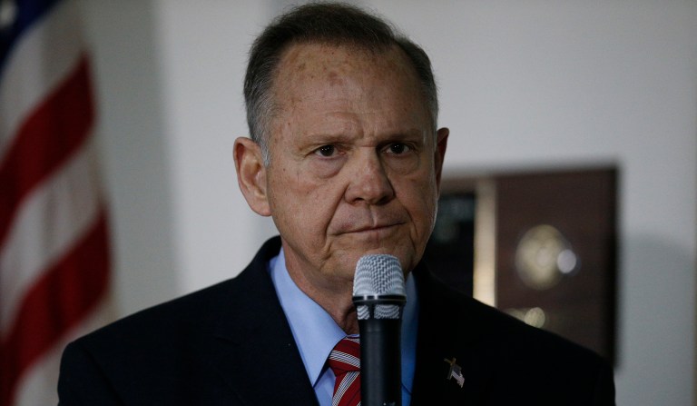 Former Alabama Chief Justice and U.S. Senate candidate Roy Moore has been touting an endorsement by IndianaFirst. Unfortunately, the super PAC's founder has a history of promoting racist tropes online. (AP Photo/Brynn Anderson)