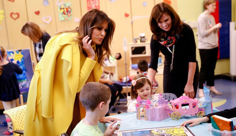 During her visit, Trump was briefed by doctors about the effects opioids have on newborns. (AP Photo/John Minchillo)