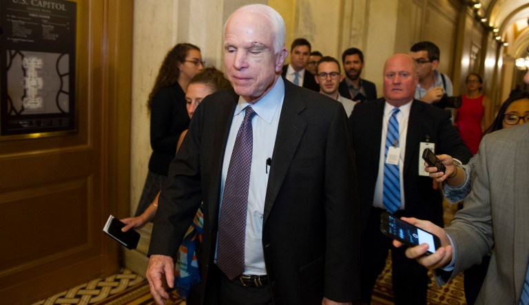 Sen. John McCain, R-Az., said the Senate could not overcome an impasse on debates and voting for controversial amendments to its 2018 defense policy bill. (AP Photo/Cliff Owen)