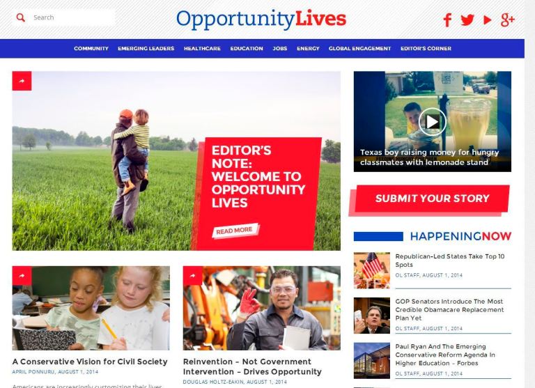 Screenshot from OpportunityLives.com.