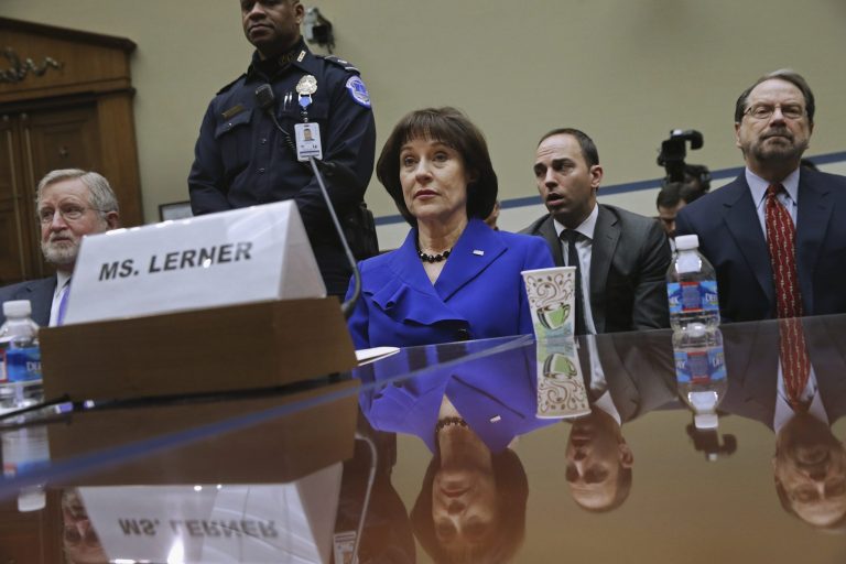 Former Internal Revenue Service official Lois Lerner exercises her Fifth Amendment right not to speak about the IRS targeting investigation before the House Oversight and Government Reform Committee during a hearing in the Rayburn House Office Building March 5, 2014 in Washington. (Photo by Chip Somodevilla/Getty Images)