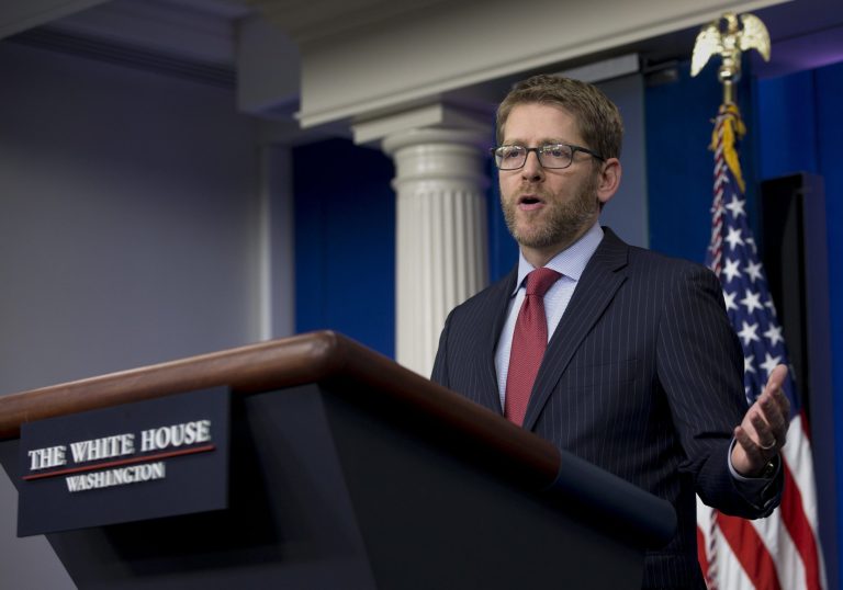 White House press secretary Jay Carney speaks during his daily news briefing at the White House in Washington on Jan. 23. Carney saidÃ the White House expects Congress to raise the nation's debt limit 