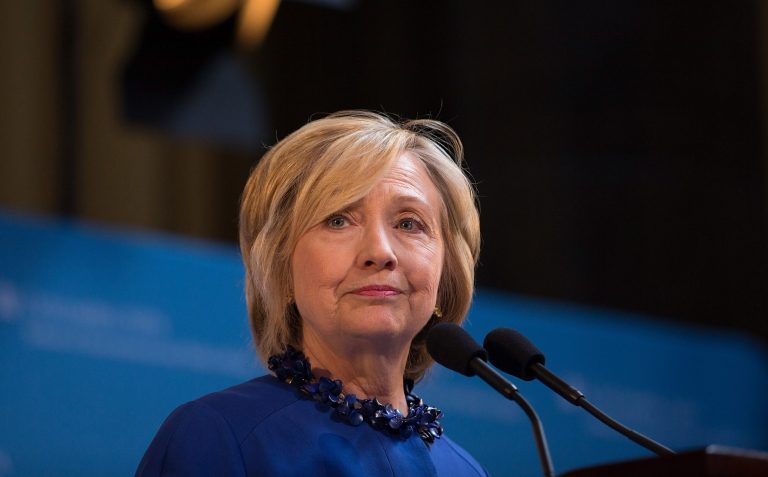 Democratic presidential hopeful and former Secretary of State Hillary Clinton speaks during the David N. Dinkins Leadership and Public Policy Forum at Columbia University on April 29, 2015 in New York City. (Photo by Kevin Hagen/Getty Images)