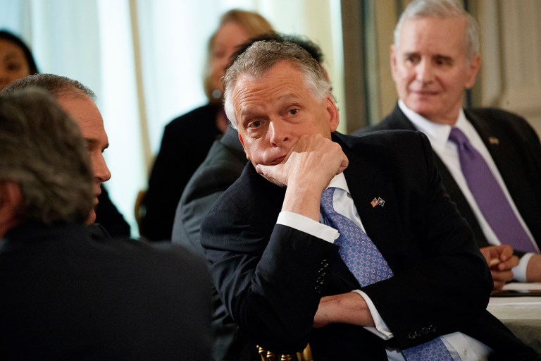 The civil war has escalated as the Democratic primary race for governor moves front and center. (AP Photo/Evan Vucci)