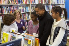Obama buys books, gives bride his blessing