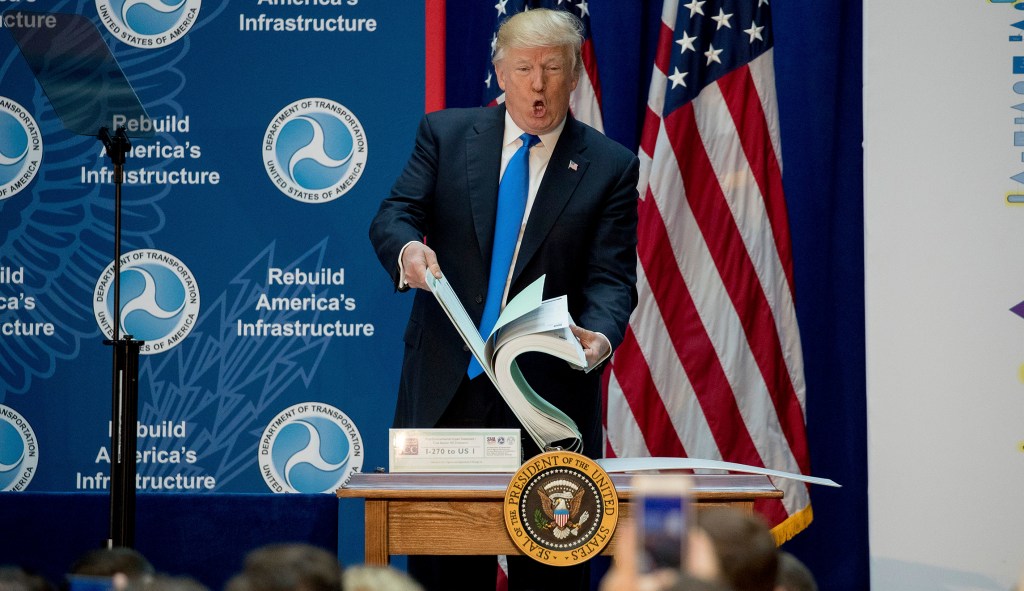 Watch: Trump dumps environmental permits to highlight excessive permitting rules