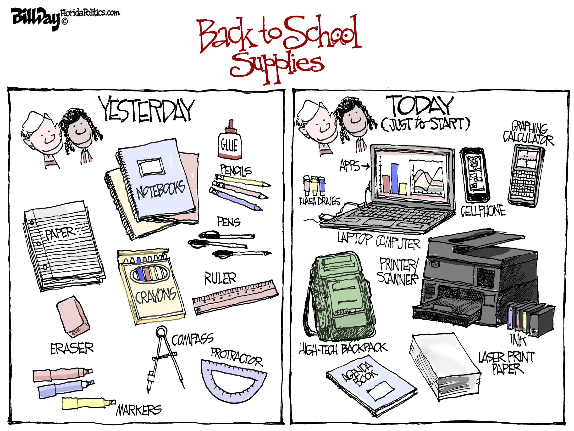 Editorial cartoon: Back to school supplies