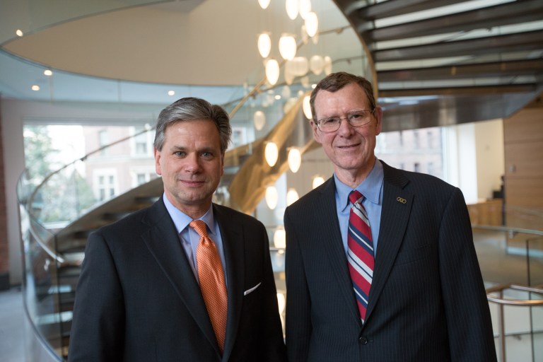 Former investment banker Peter Goettler, left, will replace outgoing CEO John Allison, who is retiring after leading Cato Institute for two years.