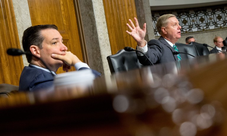 Sen. Lindsey Graham, R-S.C., recommended on Friday that President-elect Trump nominate fellow former GOP presidential candidate, Sen. Ted Cruz of Texas, to fill the vacant Supreme Court seat. (AP Photo/Andrew Harnik)