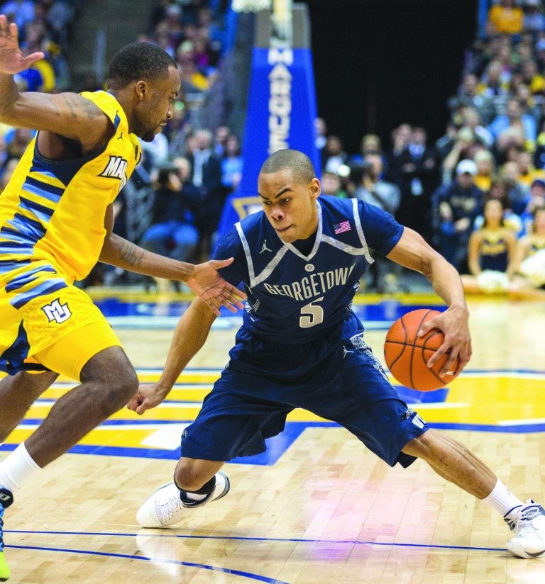 Tom Lynn/AP
Guard Markel Starks finished with 18 points against Marquette, but he was one of only four players to score as Georgetown lost its Big East opener Saturday.