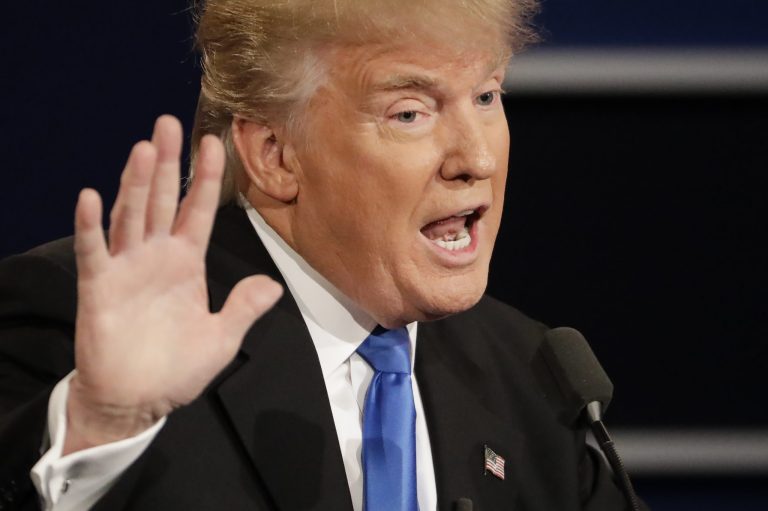 Donald Trump says he will hit Hillary Clinton harder the next time they meet in a debate. (AP Photo/David Goldman)