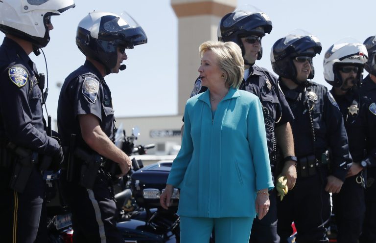 Clinton arrived at an FBI facility in New York before 9 a.m. Saturday. (AP Photo/Carolyn Kaster)