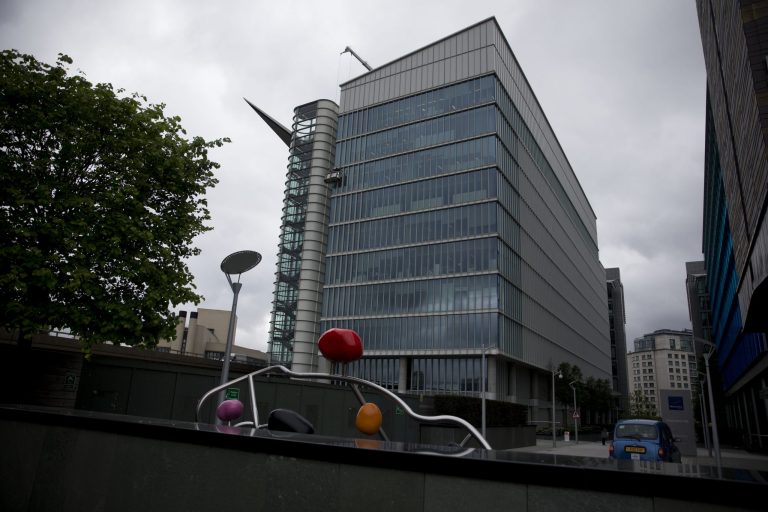An exterior view of the Two Kingdom Street building which houses the headquarters of AstraZeneca, in the Paddington area of London, Friday, May 2, 2014.  The board of pharmaceutical company AstraZeneca on Friday rejected drug maker Pfizer's sweetened takeover offer. Pfizer earlier in the day said it is offering 50 pounds ($84) a share in cash and stock, a 7.3 increase on a previous bid. The offer values AstraZeneca at $106 billion. (AP Photo/Matt Dunham)
