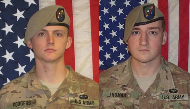 Sgt. Joshua P. Rodgers and Sgt. Cameron H. Thomas were part of an assault on an ISIS-Khorasan compound in Nangarhar province that was aimed at killing the head of the terrorist group in the country. (Defense Department)