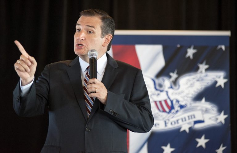 Republican presidential candidate, Sen. Ted Cruz, R-Texas, speaks at the Eagle Council XLIV, sponsored by the Eagle Forum, Saturday, Sept. 12, 2015, at the Marriott St. Louis Airport in St. Louis. (AP Photo/Sid Hastings)