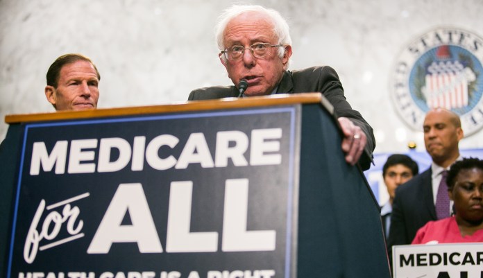 Senator Bernie Sanders, I-Vt., holds a press conference on a "Medicare for All" healthcare bill on Capitol Hill, September 13, 2017. (Graeme Jennings/Examiner)