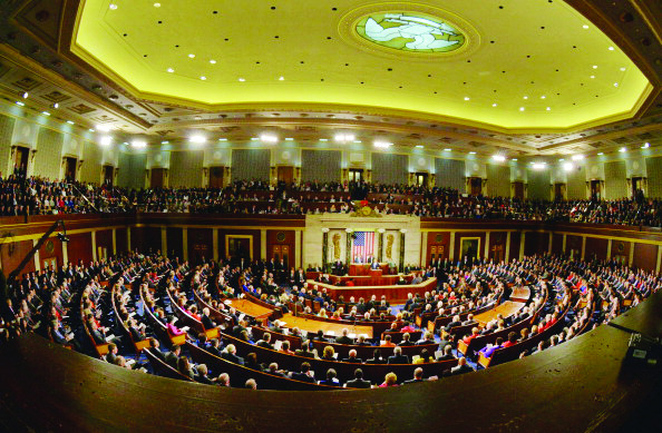 President Obama delivers his State of the Union address before a joint session of Congress, on January 28, 2014 in Washington, DC. (Photo by Bill O'Leary/The Washington Post via Getty Images)