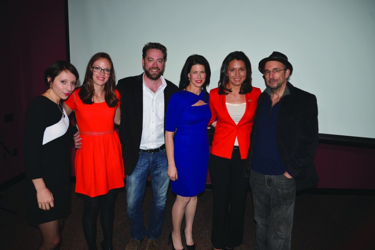 Courtesy of Bruce Guthrie 
From left, musician Jaymay, actress Corinne Becker, creator Brent Roske, actress Melissa Fitzgerald, Rep. Tulsi Gabbard, D-Hawaii, executive producer and actor Richard Schiff
