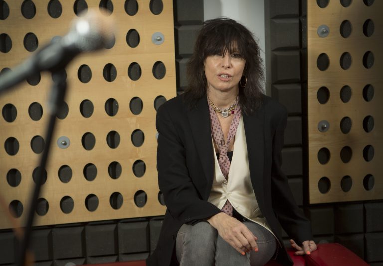 Chrissie Hynde poses for portraits at a north London recording studio, Tuesday, June 10, 2014, following the release of her first solo venture, entitled Stockholm, six years  after the last Pretenders album. (Photo by Joel Ryan/Invision/AP)