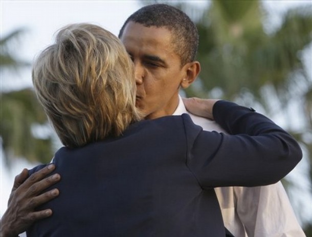 Neither. In new poll Americans say they don't prefer President Obama or Hillary Clinton. AP Photo