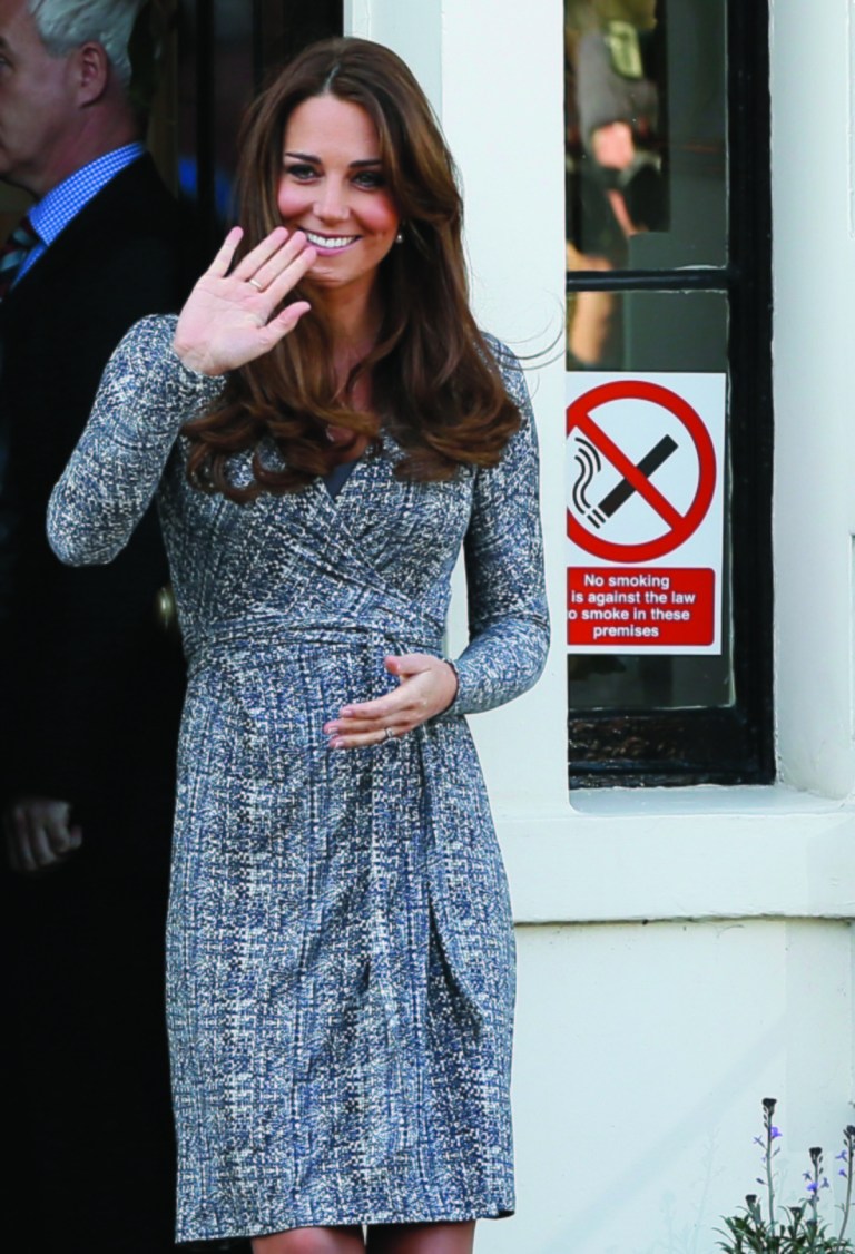 Britain's Kate, The Duchess of Cambridge waves as she leaves after a visit to Hope House, in London, Tuesday, Feb. 19, 2013. As patron of Action on Addiction, the Duchess was visiting Hope House, a safe, secure place for women to recover from substance dependence. (AP Photo/Kirsty Wigglesworth)