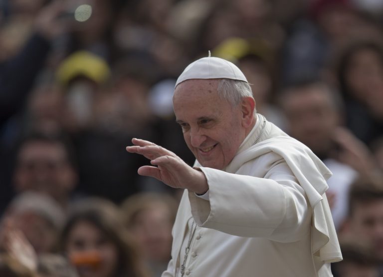 Pope Francis arrives for his weekly general audience in St. Peter's Square at the Vatican on Feb. 19.ÃÂ Former Arkansas Gov. Mike Huckabee joked during a news conference Friday that it might be a good idea for the pope to run for president.ÃÂ (AP Photo/Alessandra Tarantino)