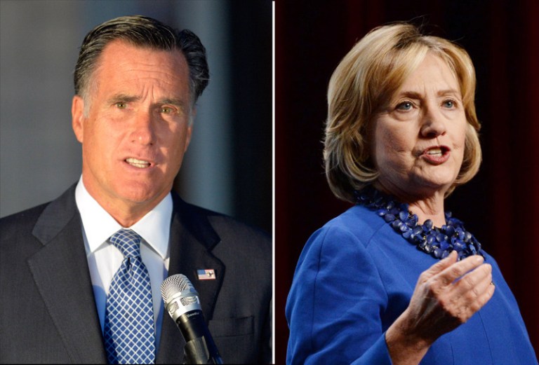 Mitt Romney leads Hillary Clinton in Iowa in a theoretical 2016 matchup, according to a new poll. (AP Photos)