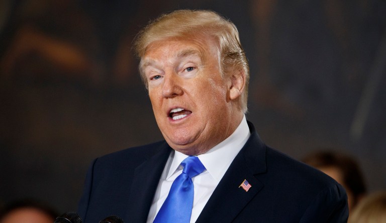 President Trump told Senate Majority Whip John Cornyn, R-Texas, that he would like a bill sponsored by Cornyn, the Fix NICS act, which aims to improve background check reporting, to be expanded into comprehensive gun-control legislation. (AP Photo/Evan Vucci)