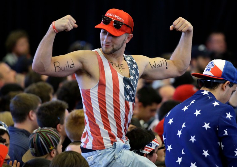 Trump's marquee issue of building a border wall is less of a winner outside the population of his rally-goers. (AP Photo/Elise Amendola)