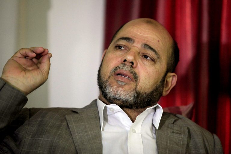 Senior Hamas leader Moussa Abu Marzouk speaks during an interview with the Associated Press in Gaza City, Tuesday, June 10, 2014. The No. 2 in Hamas, Abu Marzouk, says he hopes to move from his base in Egypt to his native Gaza Strip following the formation of a Palestinian unity government last week. Abu Marzouk said reconciliation efforts between his Islamic militant movement and Palestinian President Mahmoud Abbas have been bumpy. (AP Photo/Hatem Moussa)