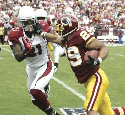 Jennifer Milbrett/The Washington Examiner
Rookie running back Roy Helu rushed for 74 yards on 10 carries vs. the Cardinals.