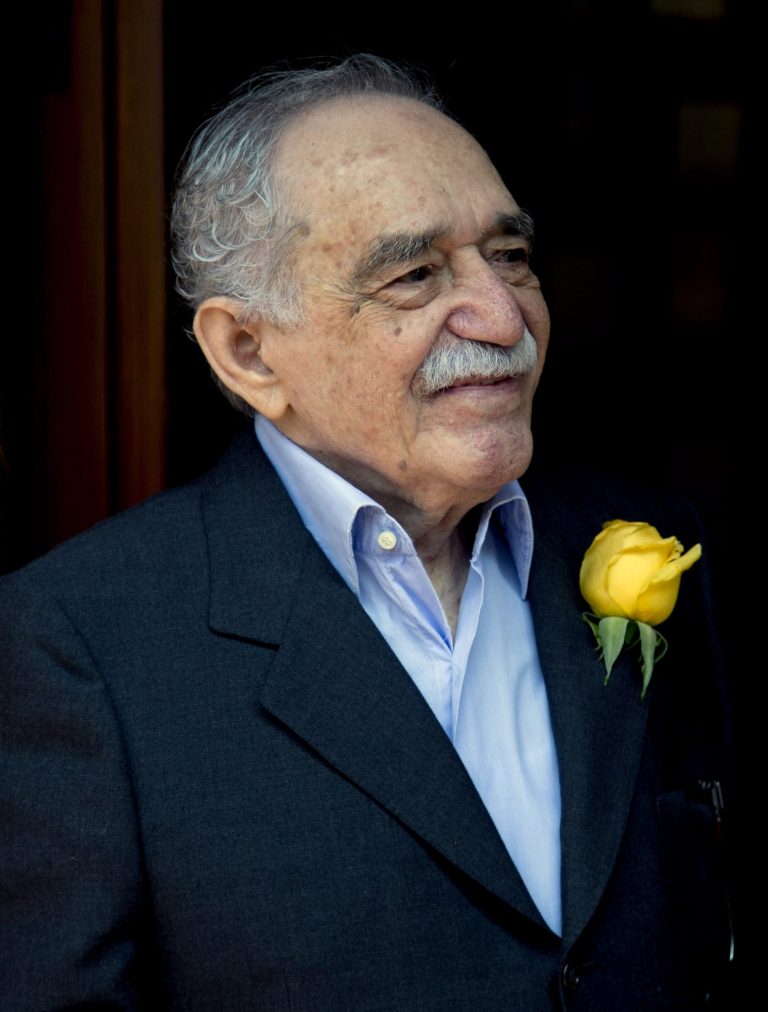 FILE - In this March 6, 2014 file photo, Colombian Nobel Literature laureate Gabriel Garcia Marquez greets fans and reporters outside his home on his 87th birthday in Mexico City. Marquez died Thursday April 17, 2014 at his home in Mexico City. (AP Photo/Eduardo Verdugo, File)