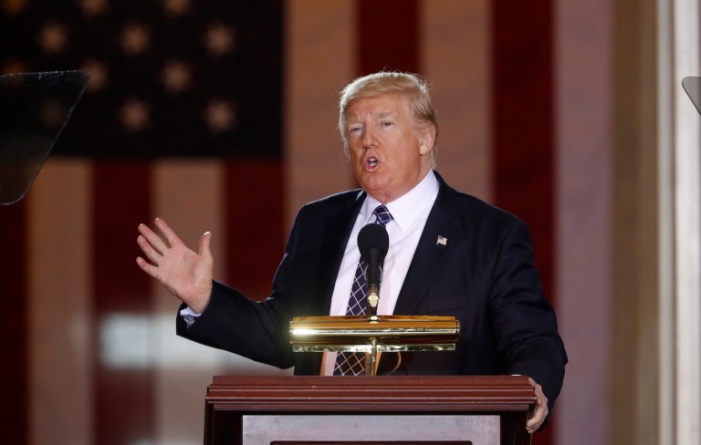 Trump touted the U.S. alliance with Israel, a relationship he has prioritized during his first 100 days in office. (AP Photo/Pablo Martinez Monsivais)