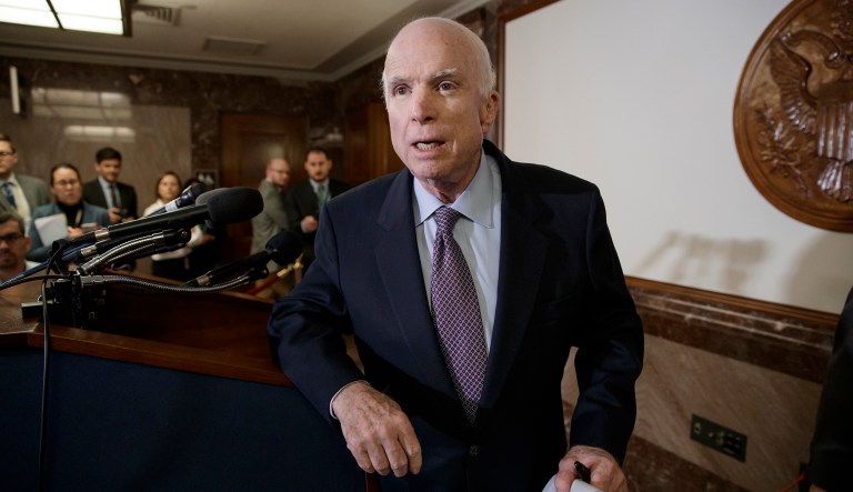 Sen. John McCain, R-Ariz., was diagnosed with an aggressive brain tumor in July. (AP Photo/J. Scott Applewhite)