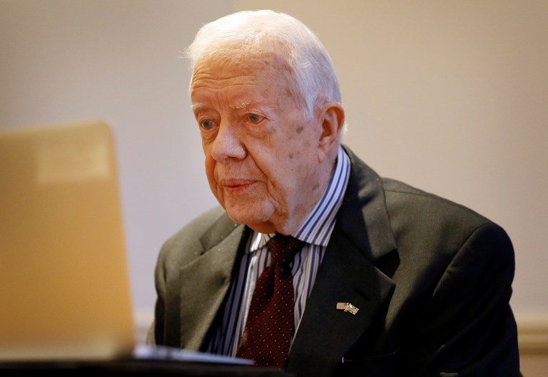 Former President Jimmy Carter is stepping down from his role with The Elders, an international NGO. (AP Photo/Kirsty Wigglesworth)