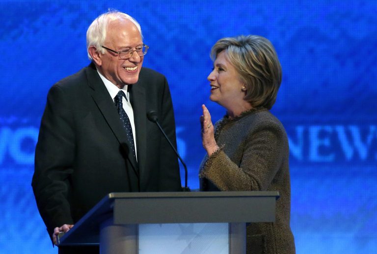 Hillary Clinton and Bernie Sanders are statistically tied in Iowa according to the latest poll. (AP Photo/Jim Cole)