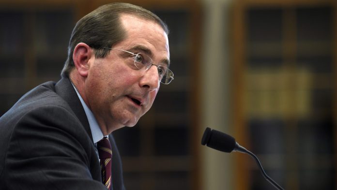FILE - In this March 13, 2019, file phtooHealth and Human Services Secretary Alex Azar testifies before a House Appropriations subcommittee on Capitol Hill in Washington. Azar says drugmakers will soon have to reveal prices of their prescription medicines in those ever-present TV ads. The Trump administration will issue final regulations on May 8 requiring drug companies to disclose list prices of medications costing more than $35 for a monthâs supply. Azar tells The Associated Press if drugmakers are scared to put prices in ads that means they should lower those prices. 