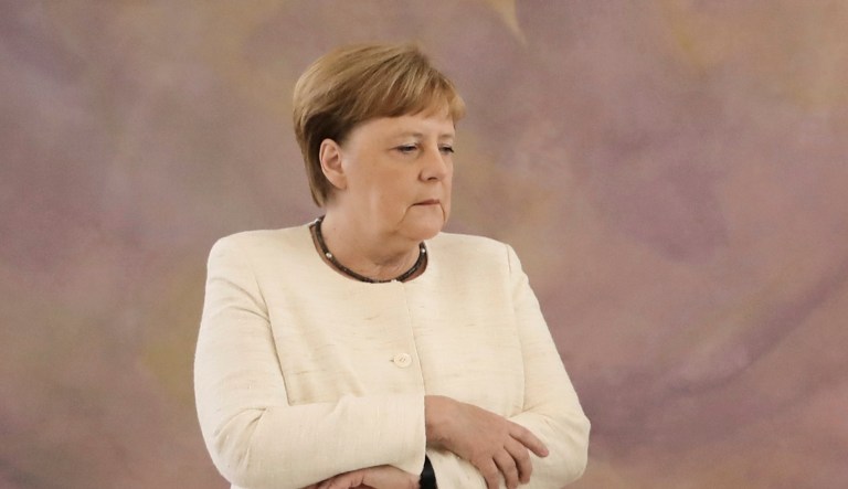 Chancellor Angela Merkel (CDU) takes part in the presentation of the appointment and dismissal certificate as Federal Minister of Justice to Katarina Barley (SPD) and the new Federal Minister of Justice Christine Lambrecht (SPD) by Federal President Frank-Walter Steinmeier in Bellevue Castle in Berlin, Germany, Thursday, June 27, 2019.