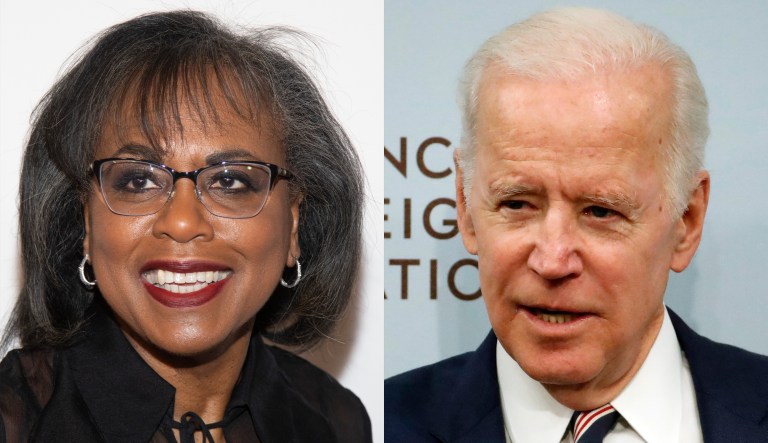 Anita Hill and Joe Biden.