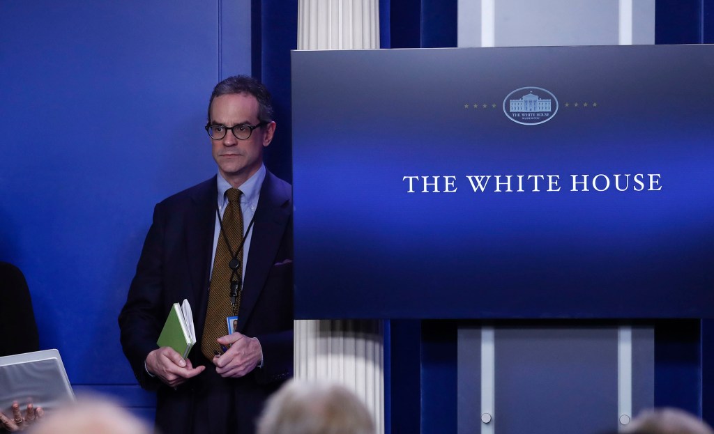 National Security Council spokesman Michael Anton leaving White House