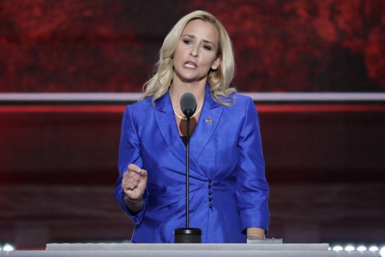 Arkansas Attorney General Leslie Rutledge, speaks during the second day of the Republican National Convention in Cleveland, Tuesday, July 19, 2016. She heads the national Republican Attorneys General Association which just reported record fundraising.