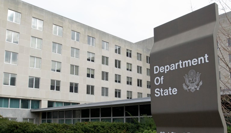 This Dec. 15, 2014, file photo shows the State Department as seen in Washington.