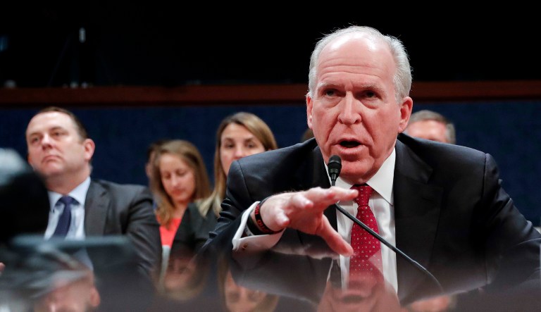Former CIA Director John Brennan speaks during a hearing.