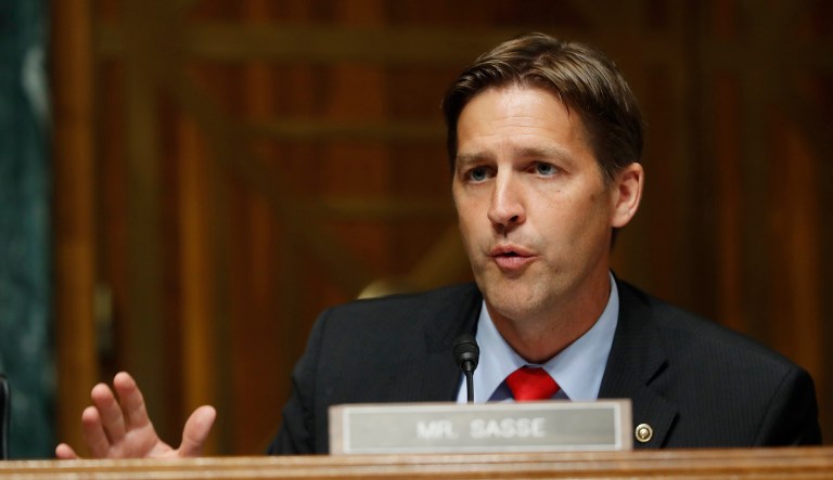 Sen. Ben Sasse, R-Neb., speaks during a hearing on Capitol Hill in Washington. 