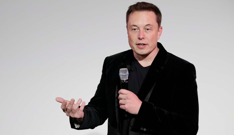 Elon Musk, CEO of Tesla Motors Inc., talks during an event.