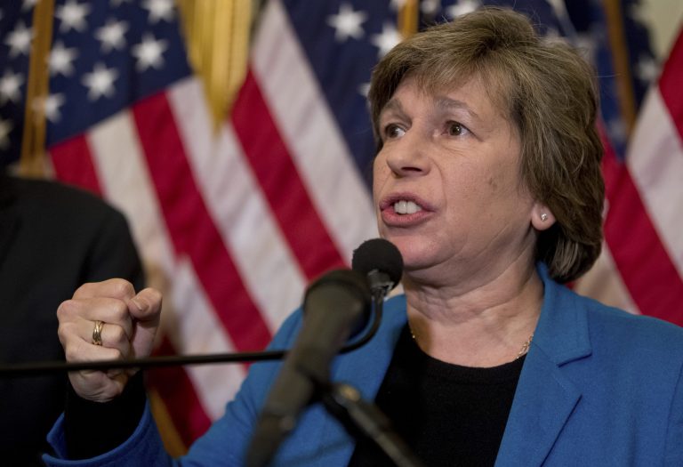 American Federation of Teachers President Randi Weingarten speaks at a news conference on American labor on Capitol Hill in Washington, Wednesday, Nov. 1, 2017. 