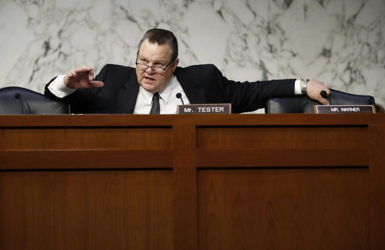 Sen. Jon Tester, D-Mont., speaks during a hearing in Washington, D.C.