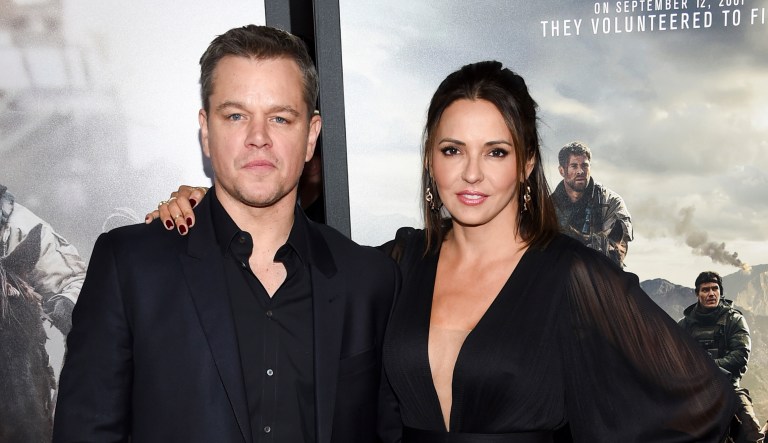 Actor Matt Damon and his wife Luciana Barroso attend the world premiere of "12 Strong" at Jazz at Lincoln Center Frederick P. Rose Hall on Tuesday, Jan. 16, 2018, in New York.