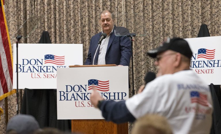 Former Massey CEO and West Virginia Republican Senatorial candidate, Don Blankenship, during a town hall to kick off his campaign in Logan, W.Va.  